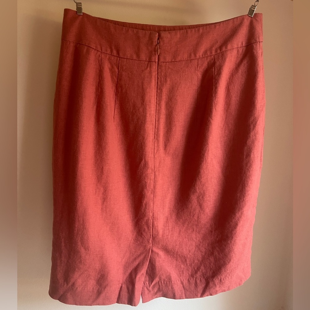 LOFT Linen Blend Sailor Button Skirt | Coral | Size 0 - Picture 3 of 7